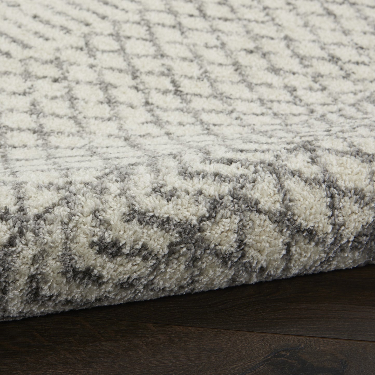 4' Gray Round Geometric Power Loom Area Rug