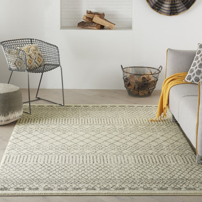 4' Gray Round Geometric Power Loom Area Rug