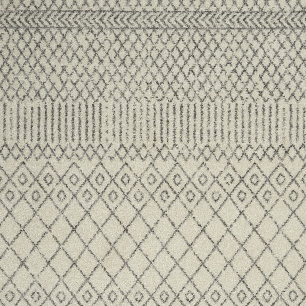 4' Gray Round Geometric Power Loom Area Rug