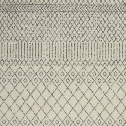4' Gray Round Geometric Power Loom Area Rug