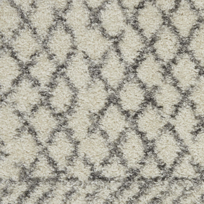 4' Gray Round Geometric Power Loom Area Rug
