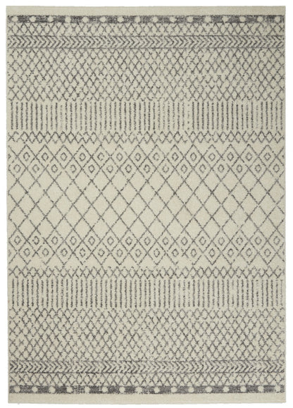 4' Gray Round Geometric Power Loom Area Rug