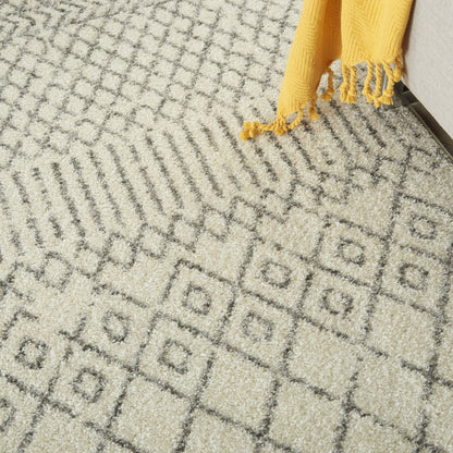4' Gray Round Geometric Power Loom Area Rug