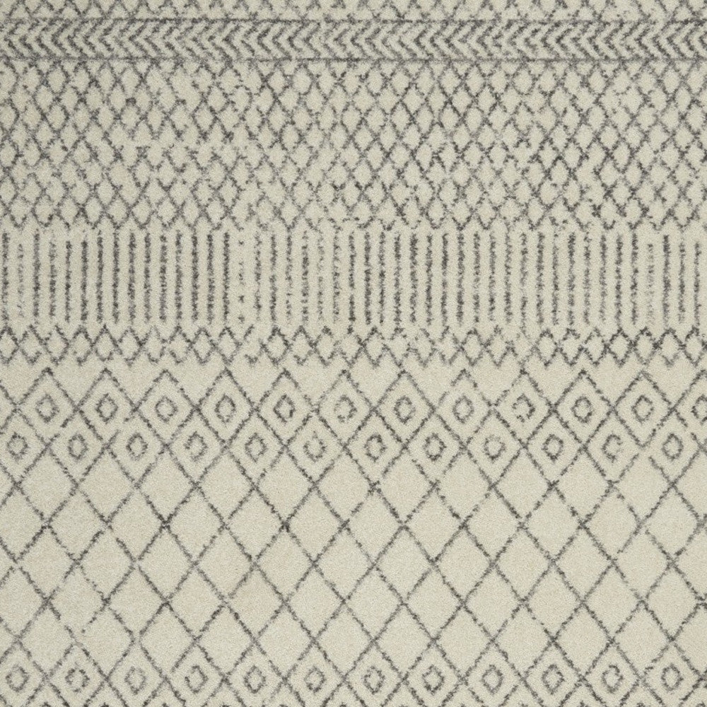 4' Gray Round Geometric Power Loom Area Rug