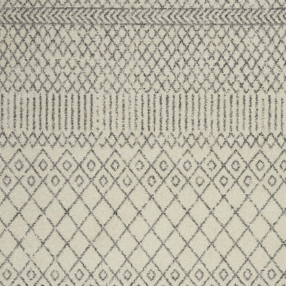 4' Gray Round Geometric Power Loom Area Rug