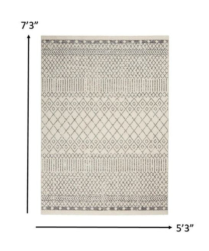 4' Gray Round Geometric Power Loom Area Rug