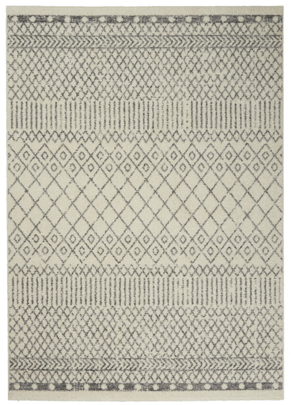4' Gray Round Geometric Power Loom Area Rug