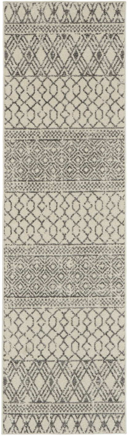10' Gray Geometric Power Loom Runner Rug