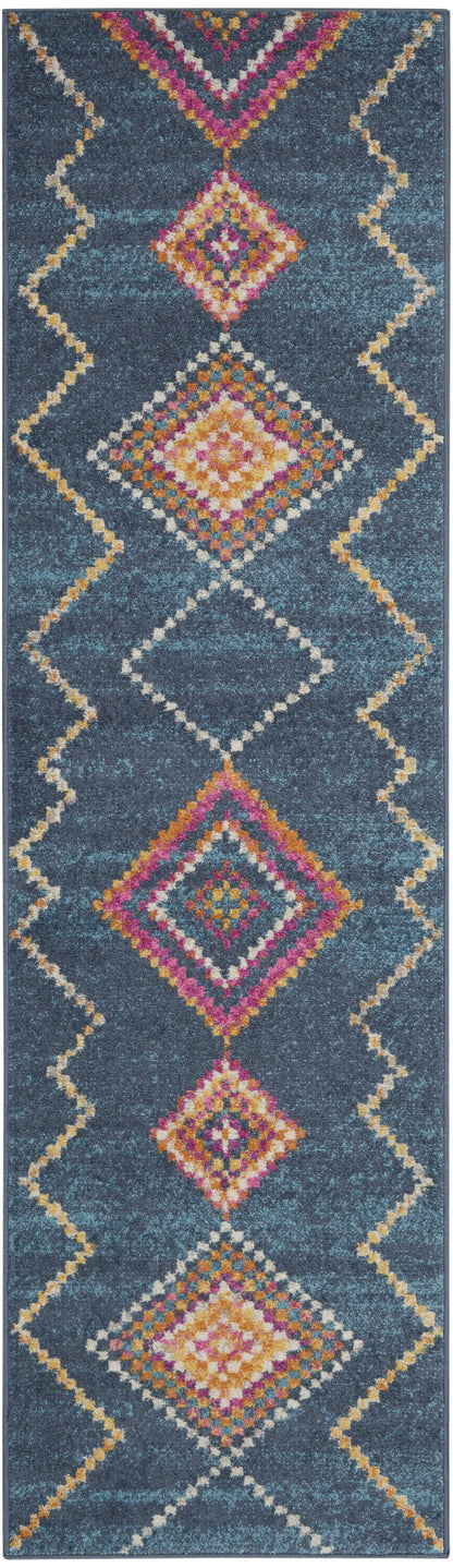 7' X 10' Navy Blue Southwestern Berber Area Rug