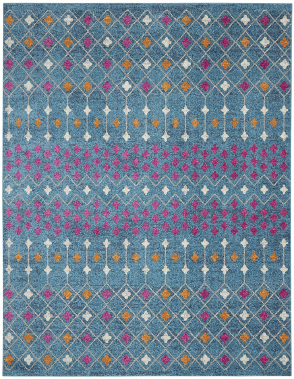 2' X 3' Blue And Orange Geometric Dhurrie Area Rug