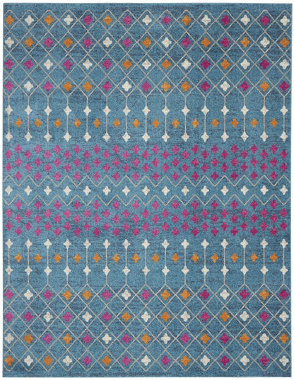 2' X 3' Blue And Orange Geometric Dhurrie Area Rug