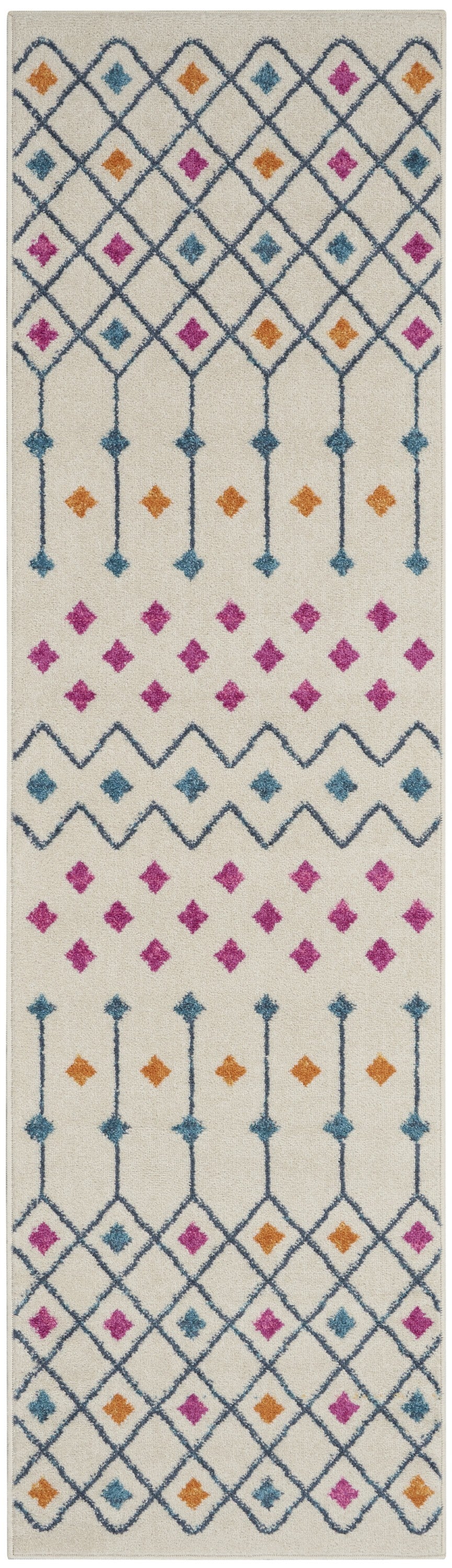 2' X 3' Blue And Ivory Geometric Dhurrie Area Rug
