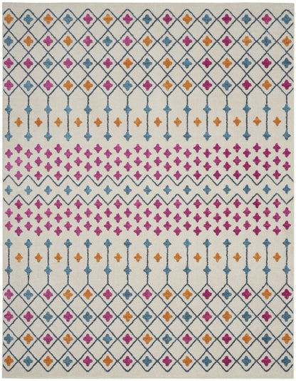 2' X 3' Blue And Ivory Geometric Dhurrie Area Rug