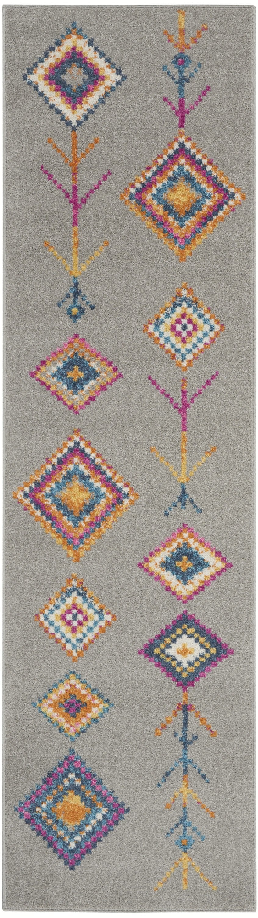 7' X 10' Gray Geometric Berber Area Rug