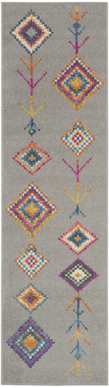 7' X 10' Gray Geometric Berber Area Rug