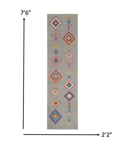 7' X 10' Gray Geometric Berber Area Rug