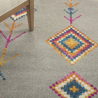 7' X 10' Gray Geometric Berber Area Rug