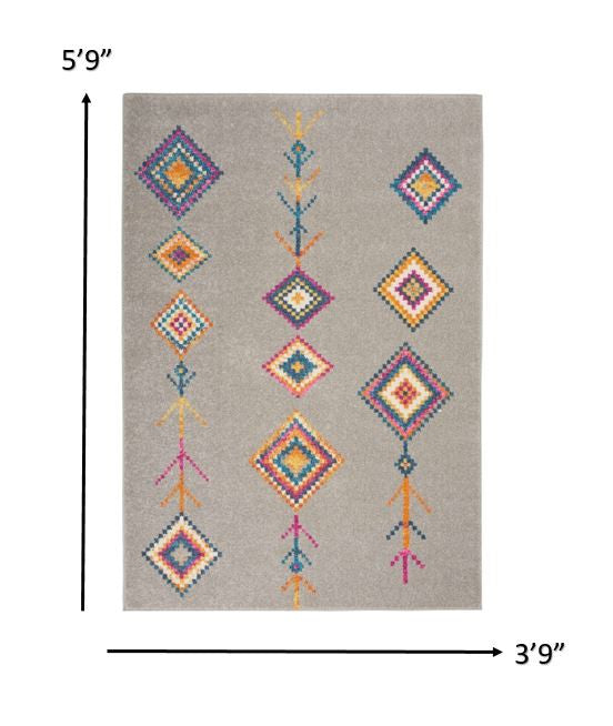 7' X 10' Gray Geometric Berber Area Rug