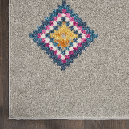 7' X 10' Gray Geometric Berber Area Rug