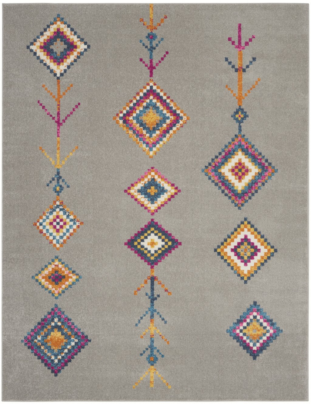 7' X 10' Gray Geometric Berber Area Rug