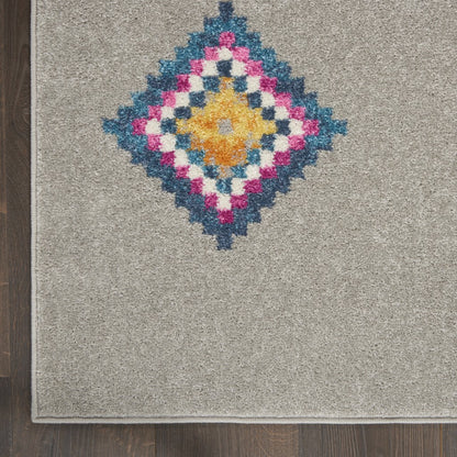 7' X 10' Gray Geometric Berber Area Rug
