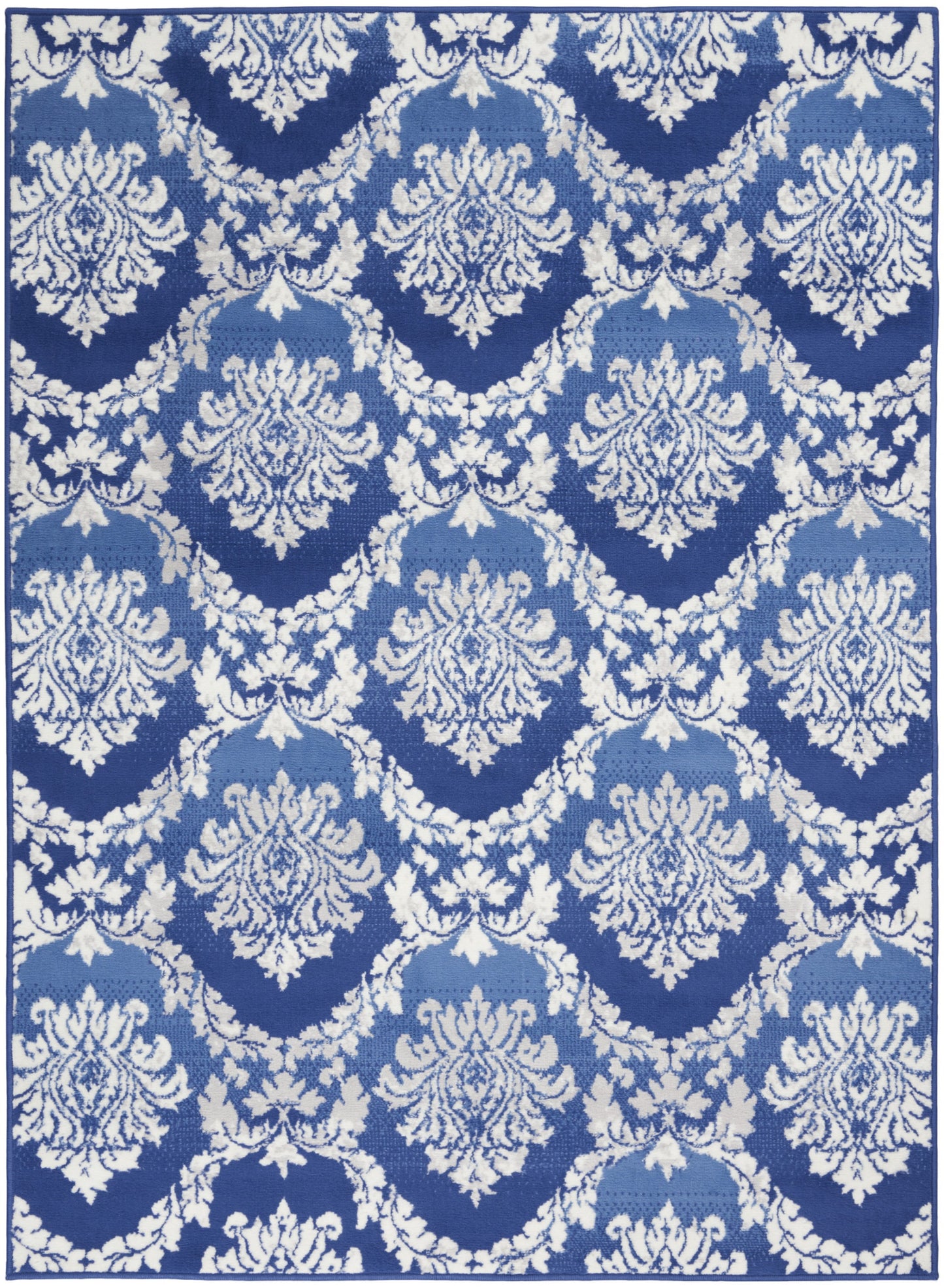 4' X 6' Blue And Ivory Floral Dhurrie Area Rug