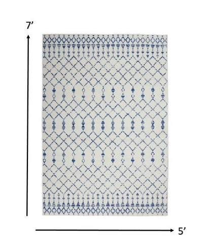 5' X 7' Ivory Geometric Berber Area Rug