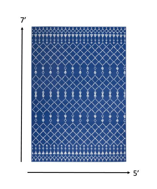 5' X 7' Ivory Geometric Berber Area Rug