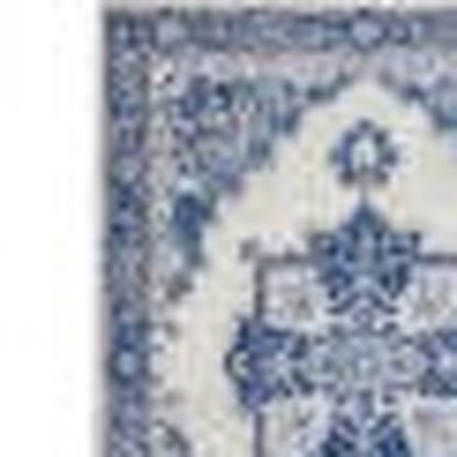 5' X 7' Blue Gray Floral Dhurrie Area Rug