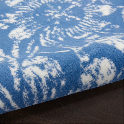 4' X 6' Blue Floral Dhurrie Area Rug