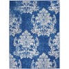 4' X 6' Blue And Ivory Floral Dhurrie Area Rug