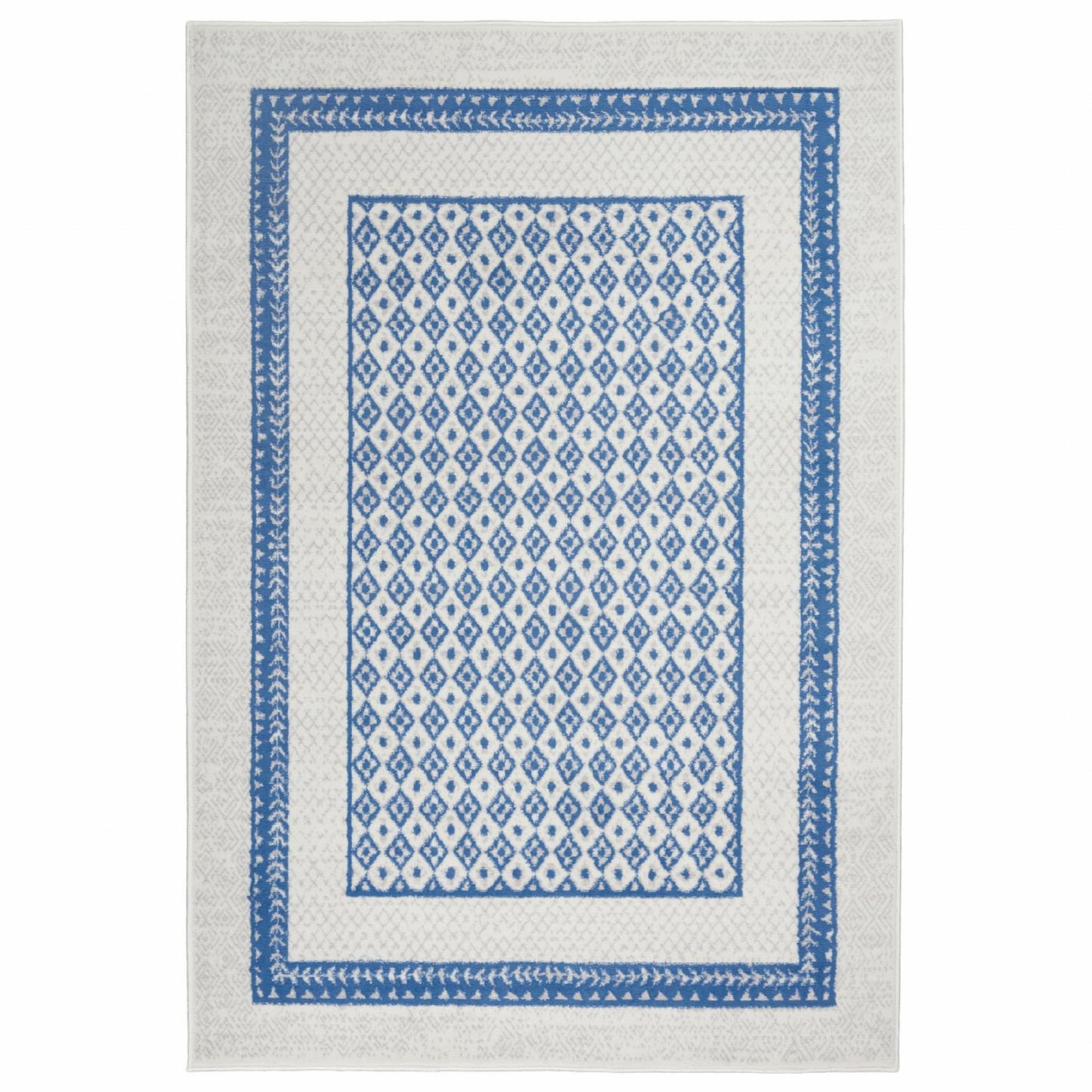4' X 6' Navy Blue Geometric Dhurrie Area Rug