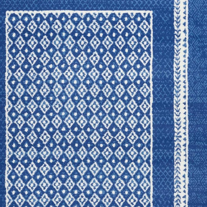 5' X 7' Navy Blue Geometric Dhurrie Area Rug