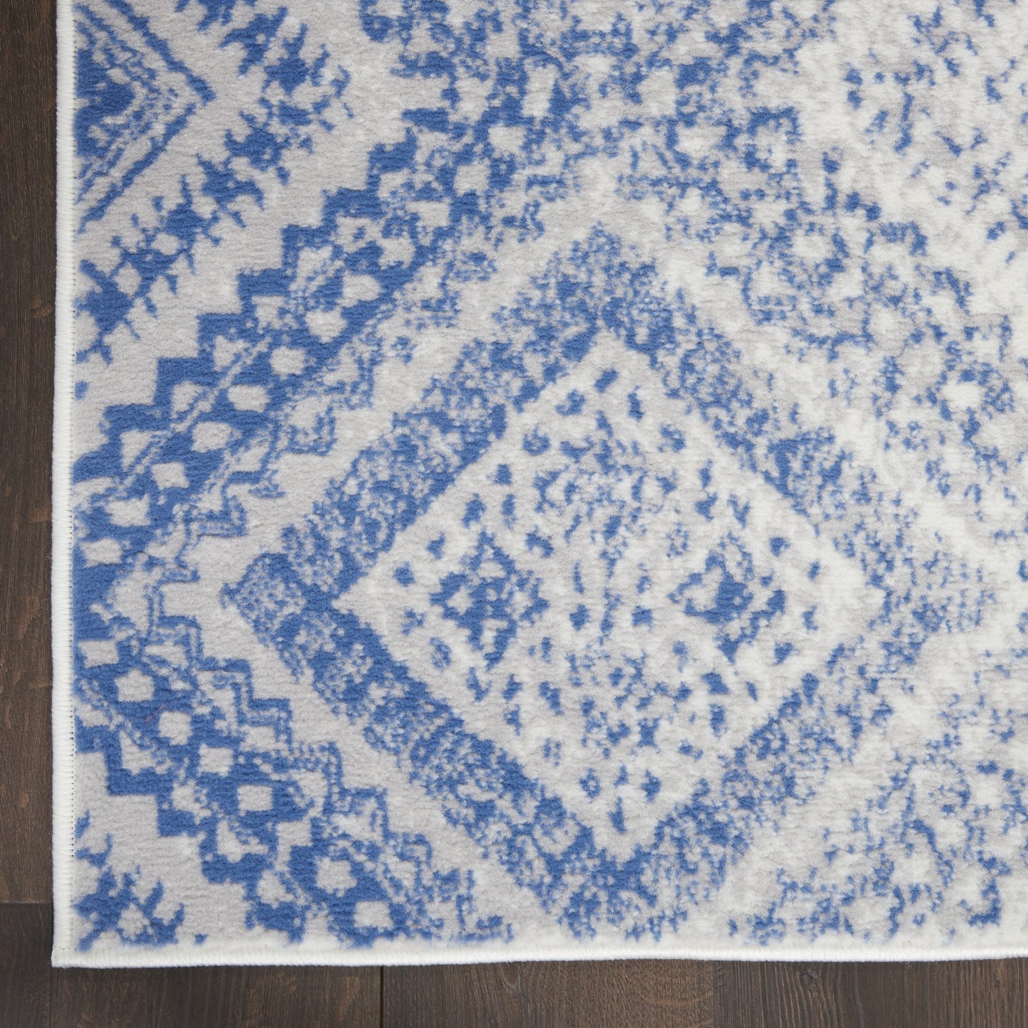 5' X 7' Light Blue Geometric Dhurrie Area Rug