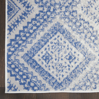5' X 7' Light Blue Geometric Dhurrie Area Rug