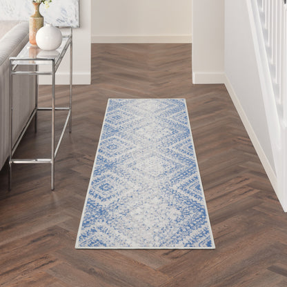 5' X 7' Light Blue Geometric Dhurrie Area Rug