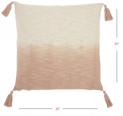 Pink Ombre Tasseled Throw Pillow
