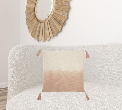 Pink Ombre Tasseled Throw Pillow