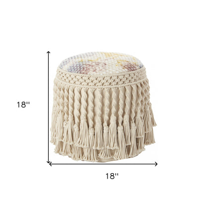 18" X 18" Multicolor Round Cotton Blend Pillow