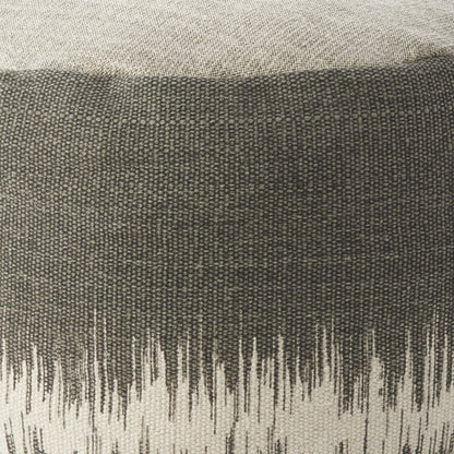 20"  Dark Grey Abstract Round Pouf Ottoman