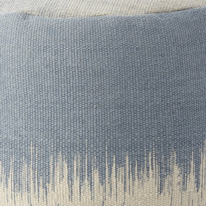 20" Blue and White Round Abstract Pouf Ottoman