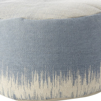 20" Blue and White Round Abstract Pouf Ottoman