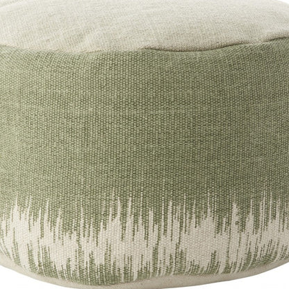 20"  Sage Green Abstract Round Pouf Ottoman