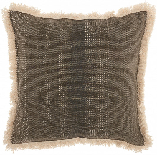 Textured Cotton Charcoal Accent Throw Pillow
