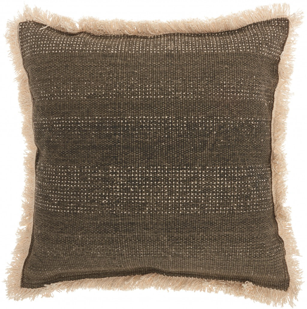 Textured Cotton Charcoal Accent Throw Pillow