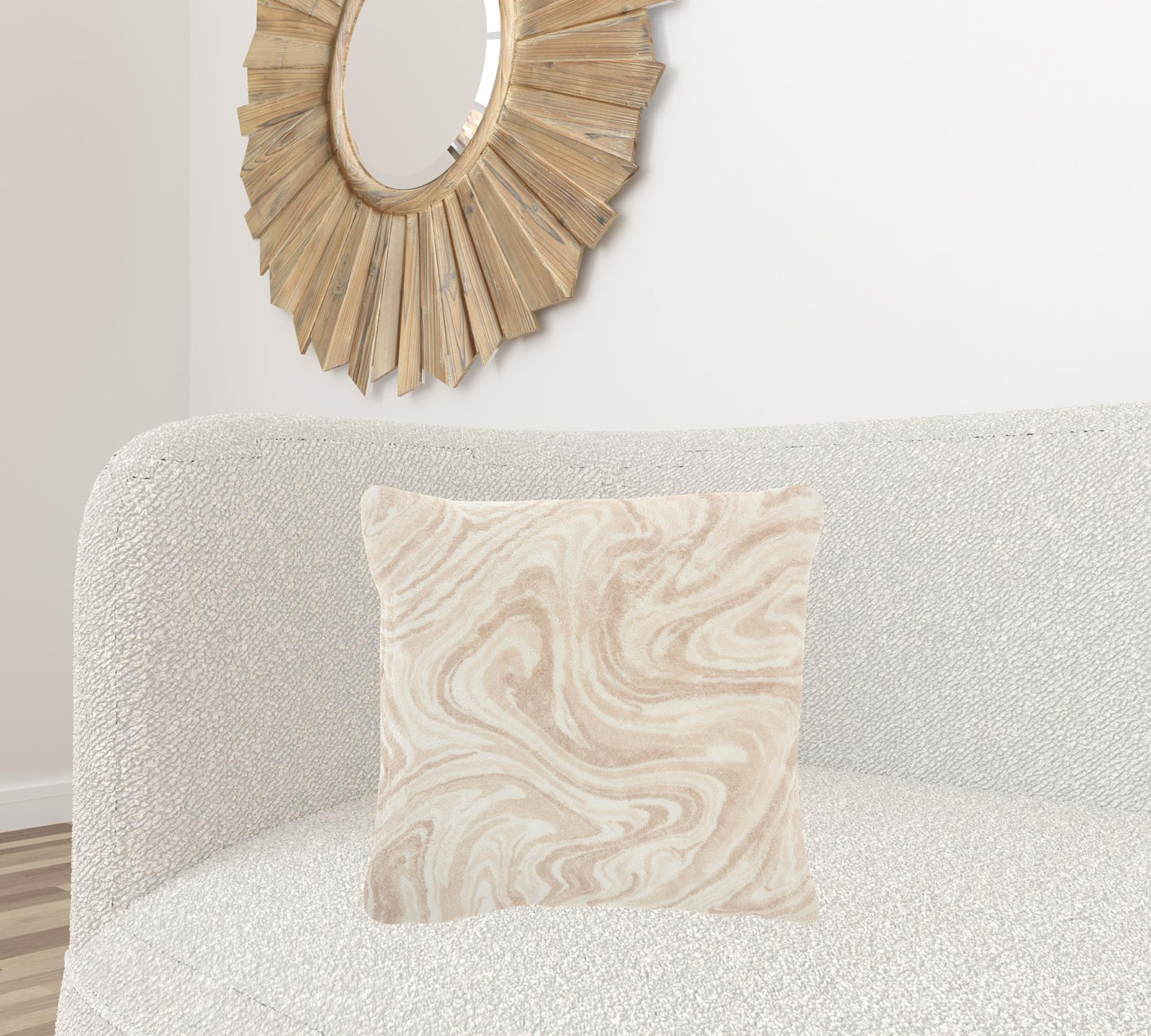Cream Marble Patterned Throw Pillow