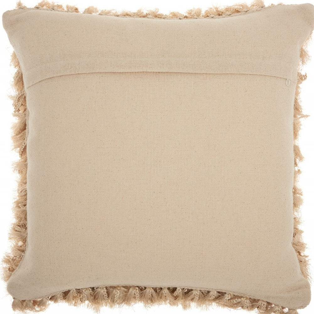 Soft Beige Shag Accent Pillow