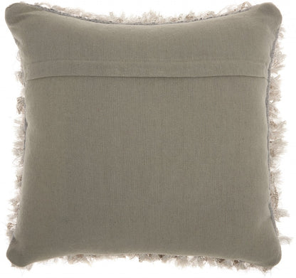Soft Light Grey Shag Accent Pillow