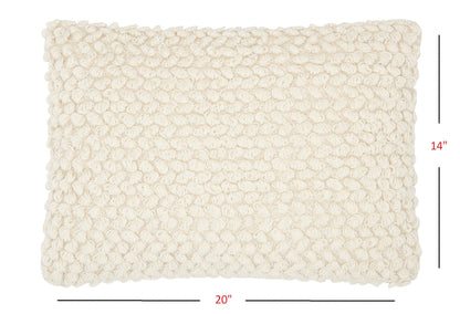 Off White Knotted Detail Lumbar Pillow