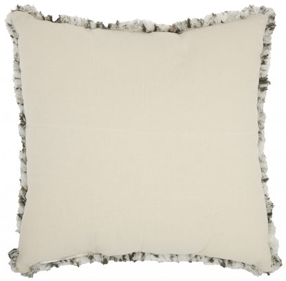 Dark Gray And White Shaggy Chevron Throw Pillow